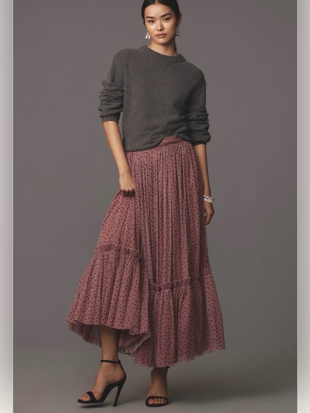 Anthropologie Tiered Tulle Maxi Skirt